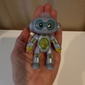 Discovery Kids Robot Action Figure Silver Grey Lime Green Translucent Accents